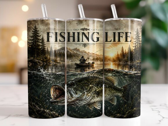 Bass Fishing 20oz Tumbler Wrap PNG Review