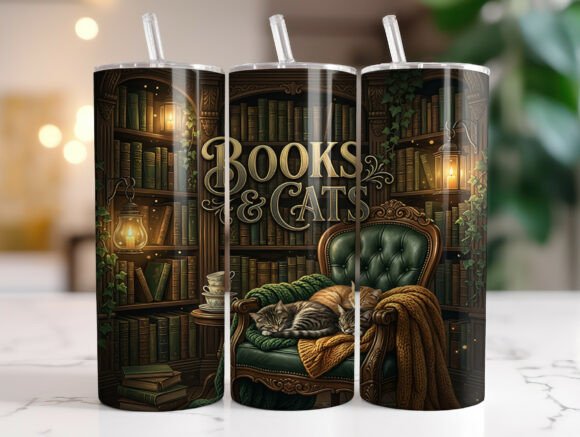 Books and Cats 20oz Tumbler Wrap PNG Review