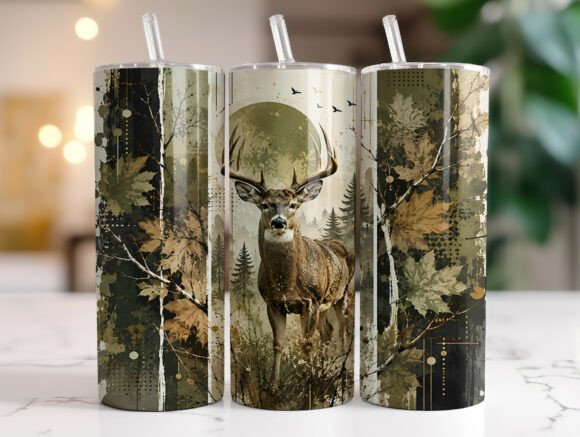 Camo Deer Hunting Tumbler Wrap PNG Review