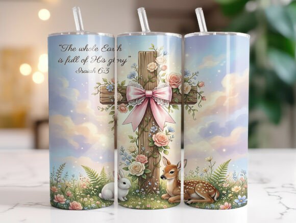 Christian Easter Floral Tumbler Wrap PNG Review