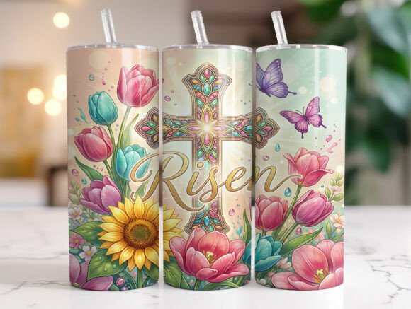 Christian Easter Risen Cross Tumbler PNG Review