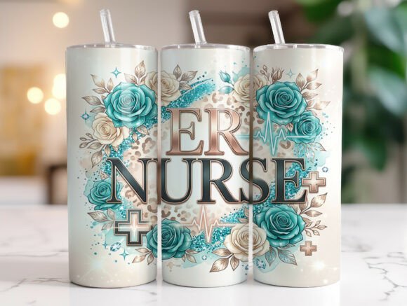 ER Nurse Floral Tumbler Wrap Design Review