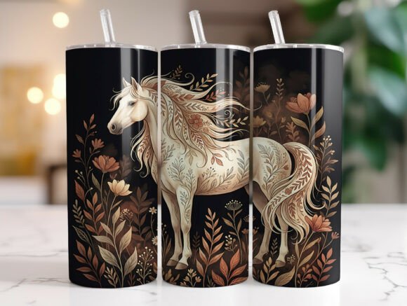 Floral Horse Boho Tumbler Wrap PNG Review