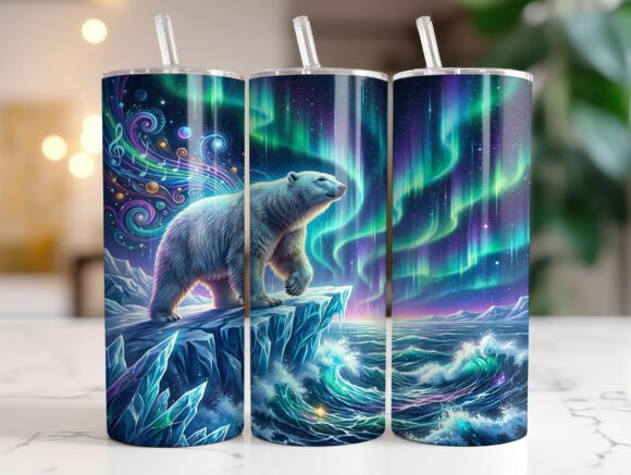 Northern Lights Polar Bear Tumbler Wrap Design Review