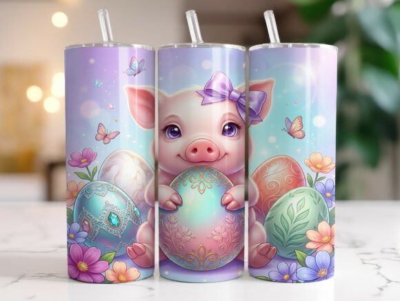 Pastel Easter Pig Eggs Spring Tumbler Review