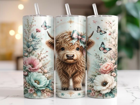 Pastel Highland Cow Floral Tumbler Wrap Review