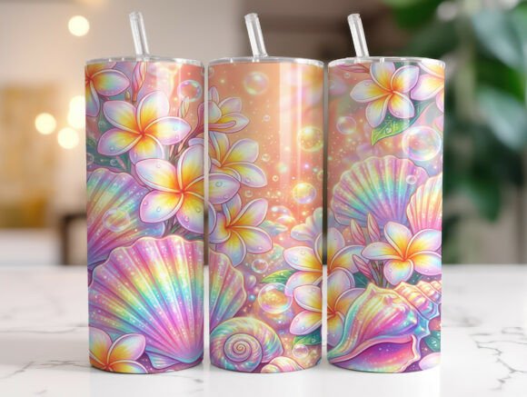 Pastel Seashell Plumeria Tumbler Wrap Design Review