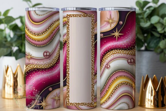 Pink Gold Swirl Name 20oz Tumbler Wrap