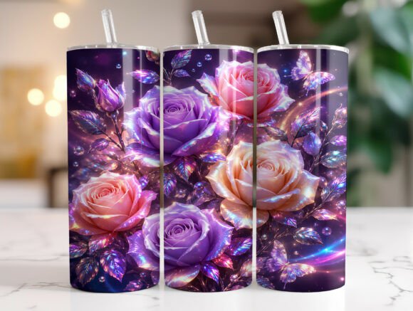 Purple Pink Rose Fantasy Tumbler Wrap Design Review
