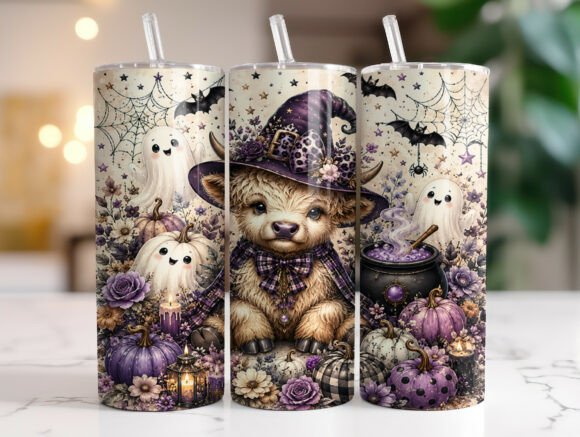 Purple Witch Highland Cow Tumbler Wrap Review