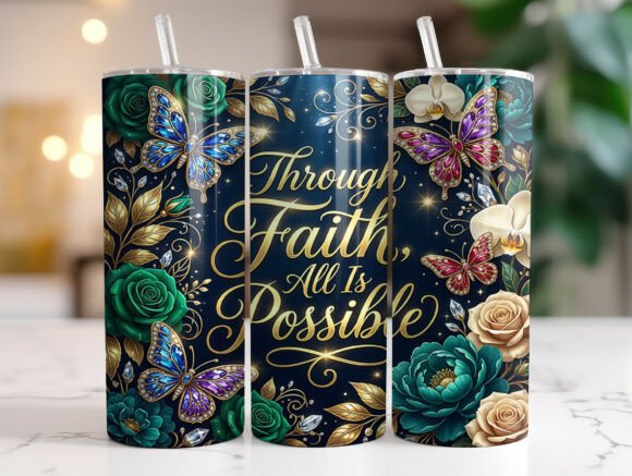 Review of Faith Floral Tumbler Wrap PNG for Embroidery Projects