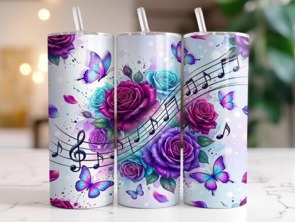 Rose Butterfly Music Notes 20oz Tumbler Design Review