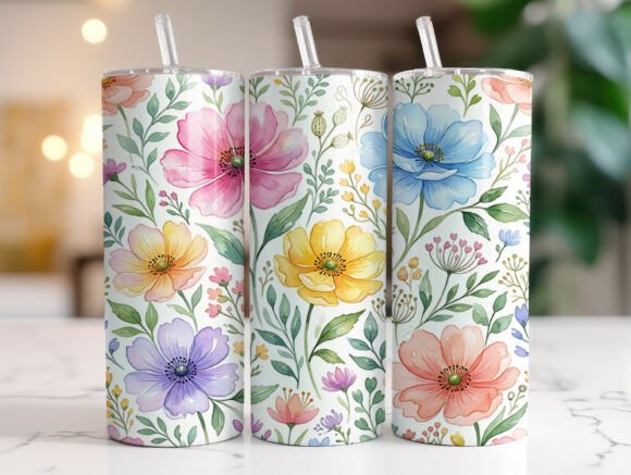 Watercolor Floral Meadow Tumbler Wrap Design Review